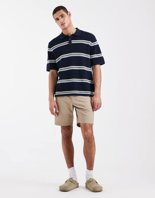 Jack & Jones - Hæklet polo med marineblå striber, 2 af 5