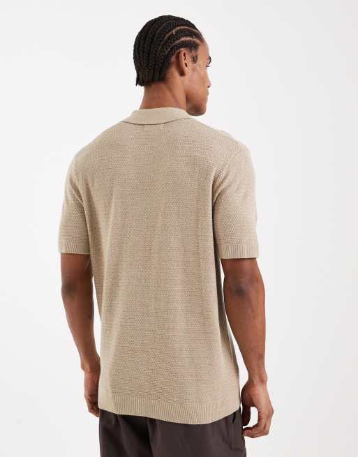 Jack & Jones – Hochwertiges Strick-Polohemd in Beige, 3 von 5