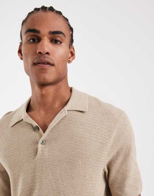 Jack & Jones – Hochwertiges Strick-Polohemd in Beige, 5 von 5