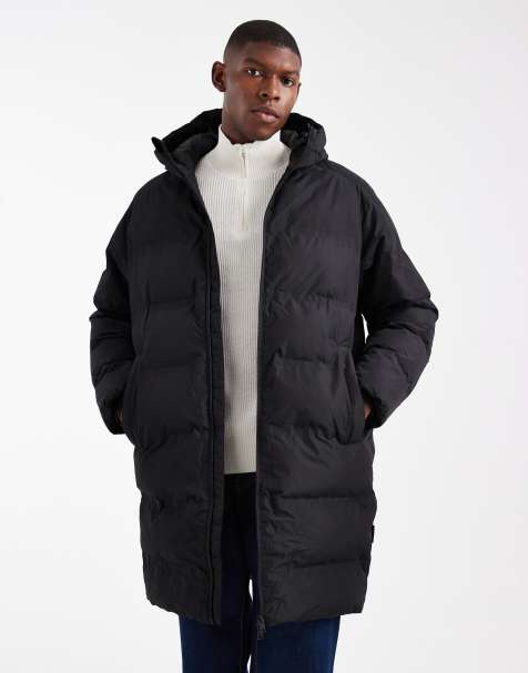 Jack & Jones hooded long puffer in black - view 1