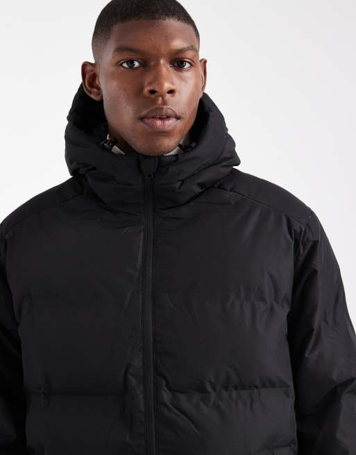 Jack & Jones hooded long puffer jacket in black, 5 of 5