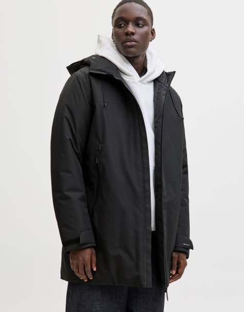 Jack & Jones hooded parka jacket in black - view 1
