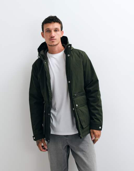 Jack & Jones hooded parka jacket in dark green, 2 of 5