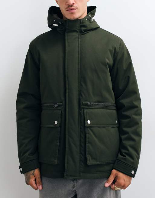 Jack & Jones hooded parka jacket in dark green, 3 of 5