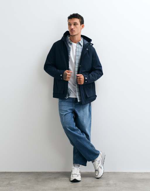 Jack & Jones hooded parka jacket in navy, 2 of 5