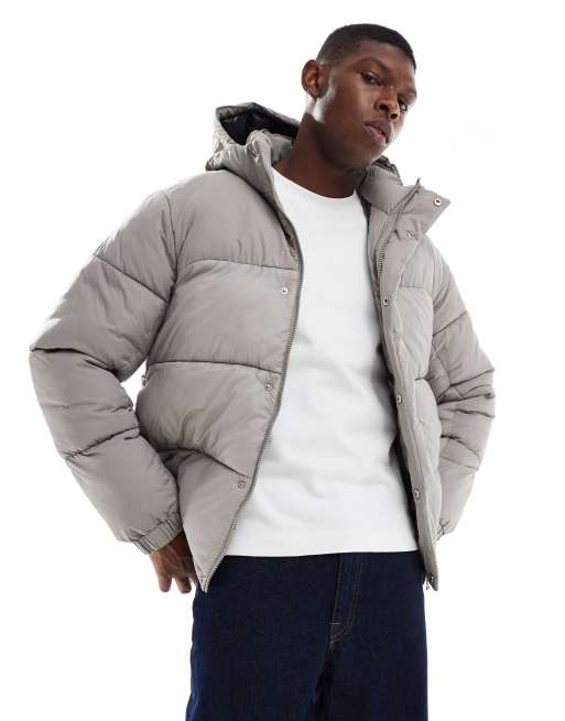 Jack & Jones hooded puffer in grey