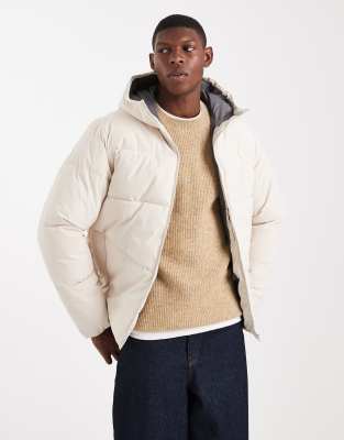 Jack & Jones Hooded Puffer In White
