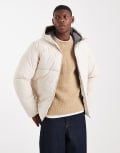 [Jack & Jones] Jack & Jones hooded puffer in off white L Moonbeam