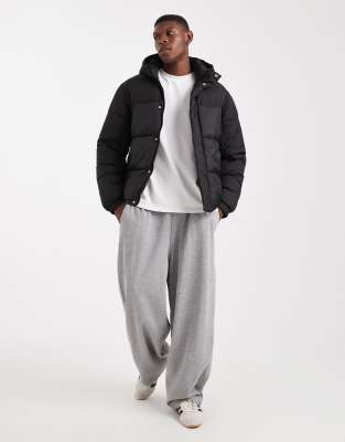 Jack & Jones Hooded Puffer Jacket In Black