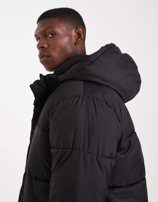 Jack & Jones hooded puffer jacket in black, 4 of 5