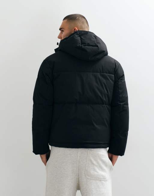 Jack & Jones hooded puffer jacket in black, 4 of 5