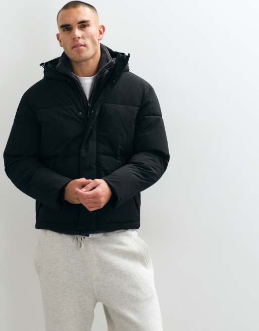 Jack & Jones hooded puffer jacket in black, 5 of 5