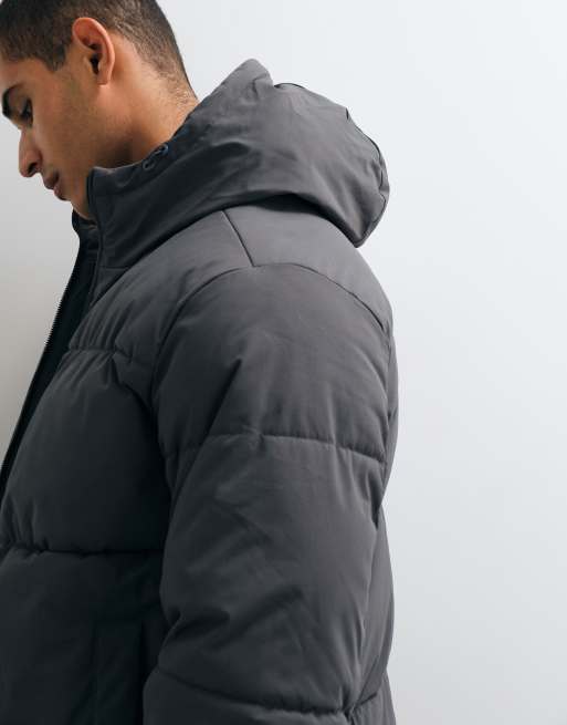 Jack & Jones hooded puffer jacket in charcoal grey, 3 of 5