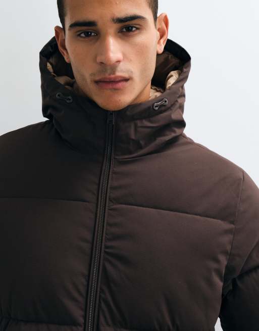 Jack & Jones hooded puffer jacket in chocolate brown, 3 of 5