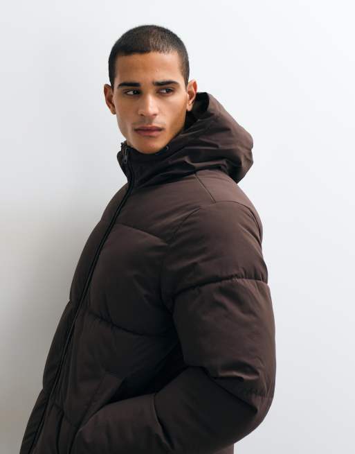 Jack & Jones hooded puffer jacket in chocolate brown, 5 of 5