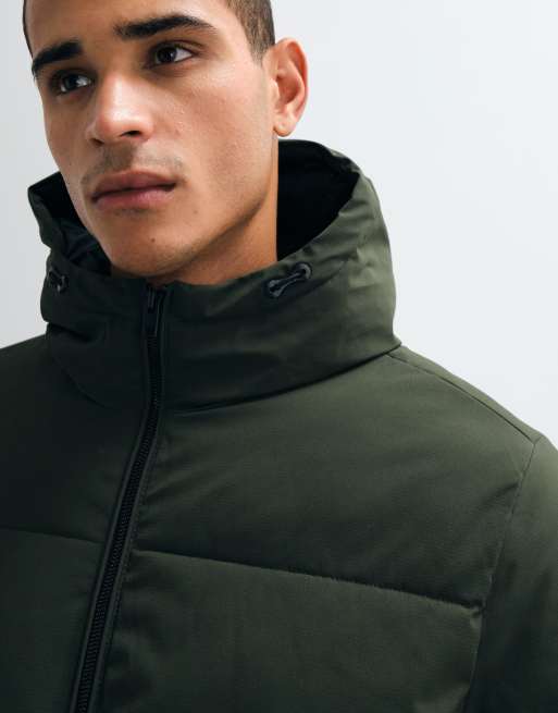 Jack & Jones hooded puffer jacket in dark green, 4 of 5