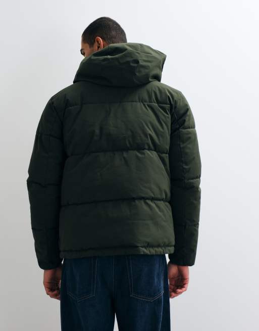 Jack & Jones hooded puffer jacket in dark green, 5 of 5