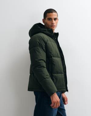 Jack & Jones hooded puffer jacket in forest green