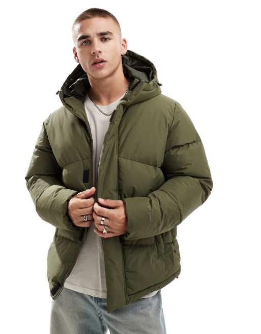 Jack and jones hooded puffer jacket deals