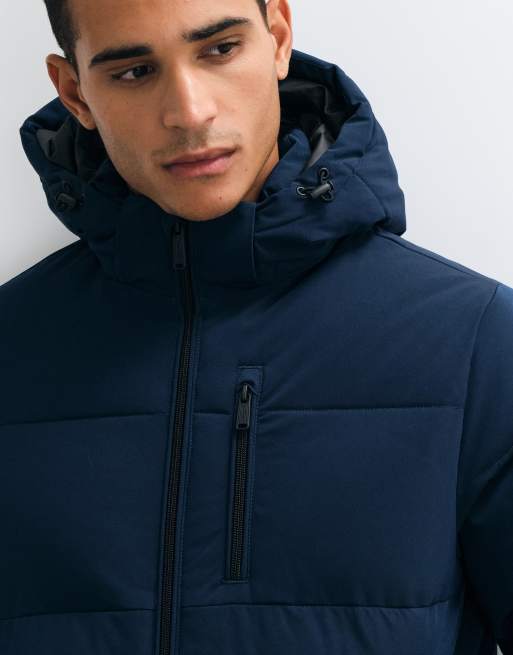 Jack & Jones hooded puffer jacket in navy, 3 of 5