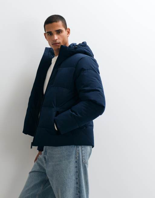 Jack & Jones hooded puffer jacket in navy, 4 of 5