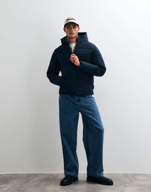 Jack & Jones hooded puffer jacket in navy, 2 of 5