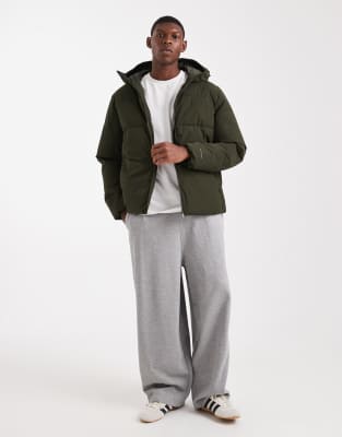 Jack & Jones Hooded Puffer Jacket In Green