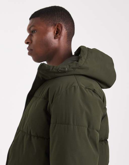 Jack & Jones hooded puffer jacket in olive green, 4 of 5