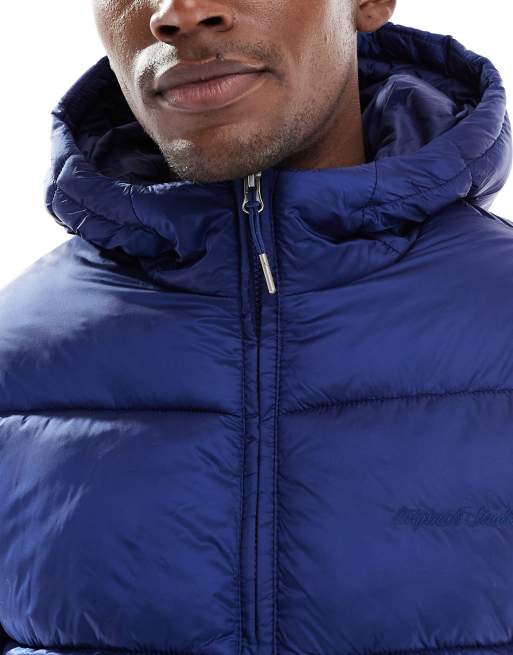 Jack & Jones hooded puffer jacket with sheen in blue, 5 of 5