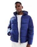 [Jack & Jones] Jack & Jones hooded puffer with sheen in blue S OCEAN CAVERN