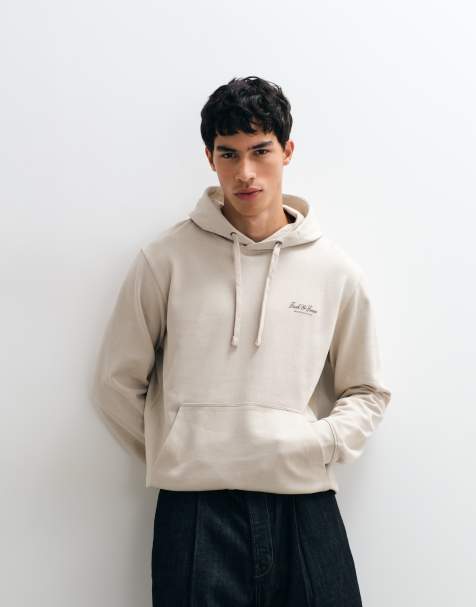 Jack & Jones hoodie à logo script sur la poitrine en beige - view 1