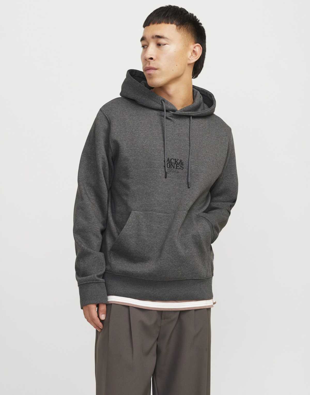 Jack & Jones Hoodie in dark grey melange