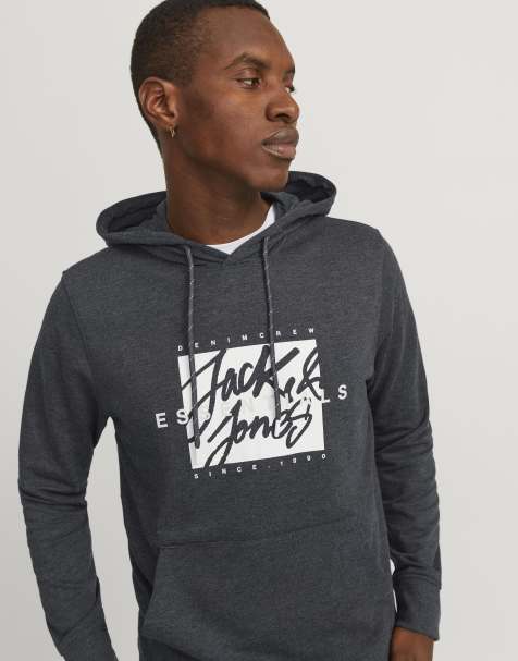 Jack & Jones Hoodie in dark grey melange