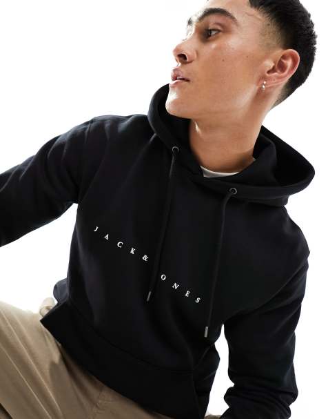 Jack & Jones - Hoodie met geborduurd logo in zwart - view 1