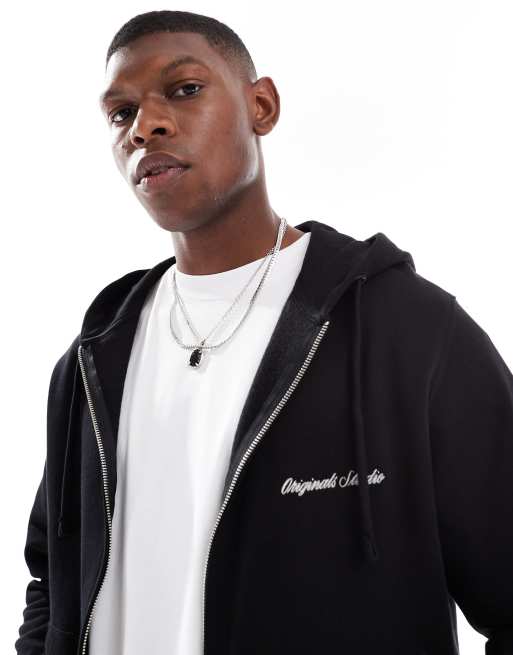 Jack & Jones - Hoodie met rits en logo in zwart, 4 van 4