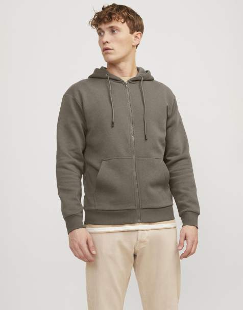 Jack & Jones - Hoodie met ritssluiting in kaki - view 1