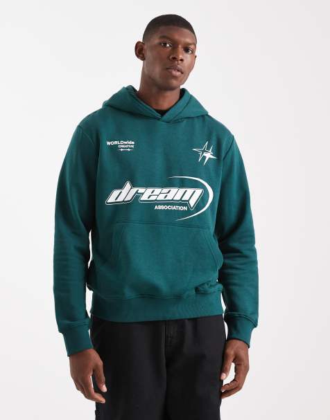 Jack & Jones hoodie with back graphic in forest green - view 1