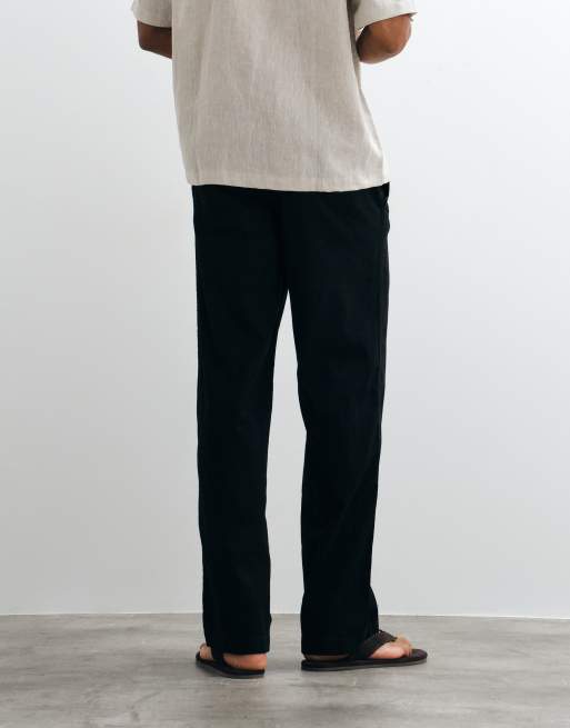 Jack & Jones Hose aus Leinenmix mit Tunnelzug in Schwarz, 3 von 5