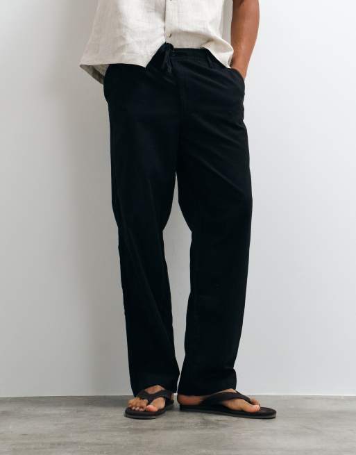 Jack & Jones Hose aus Leinenmix mit Tunnelzug in Schwarz, 5 von 5