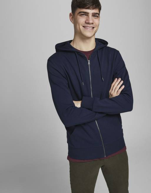 Jack & Jones huvtröja med dragkedja i mörkblå, 6 av 7