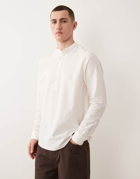 Jack & Jones - Hvid overhead-skjorte i hørblanding - view 1