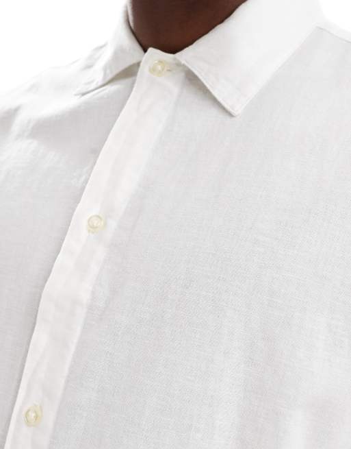 Jack & Jones - Hvid oversized skjorte i hørblanding, 4 af 4