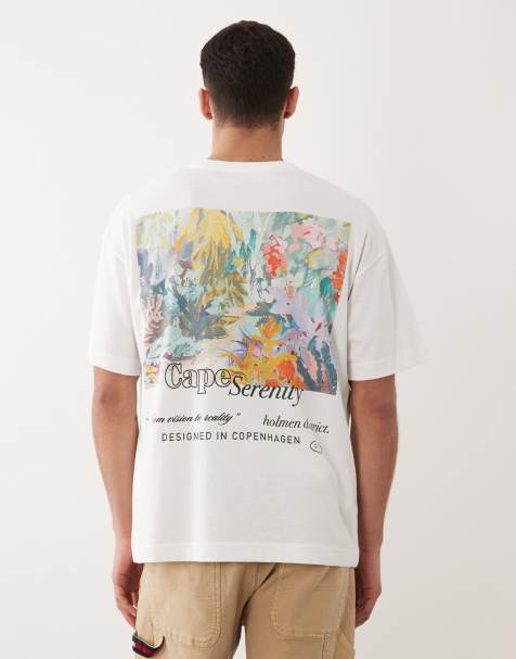 Jack & Jones - Hvid oversized T-shirt med blomsterprint på ryggen - view 1