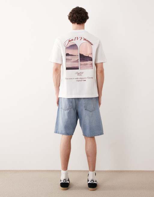 Jack & Jones - Hvid oversized T-shirt med landskabsprint på ryggen, 3 af 5