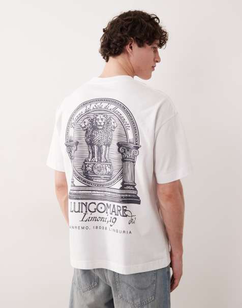 Jack & Jones - Hvid oversized T-shirt med monokromt print på ryggen - view 1