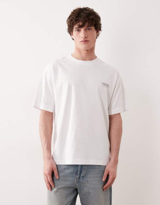 Jack & Jones - Hvid oversized T-shirt med monokromt print på ryggen, 2 af 5