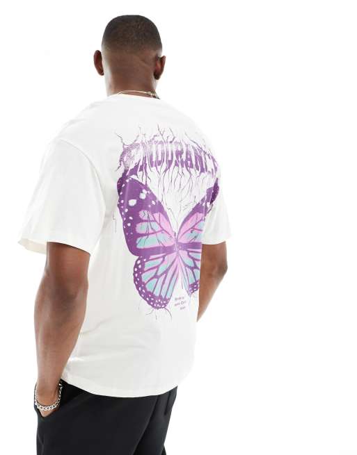 Jack & Jones - Hvid oversized T-shirt med sommerfugleprint på ryggen, 4 af 4