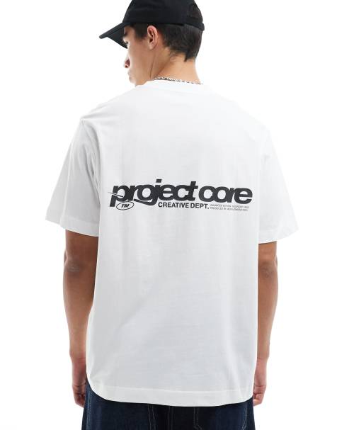 Jack & Jones - Hvid oversized T-shirt med tekstprint på ryggen - view 1