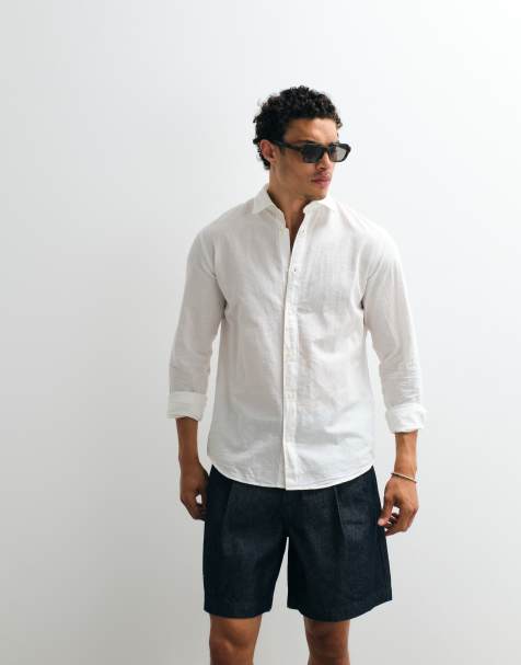 Jack & Jones - Hvid regular fit-skjorte i hørblanding - view 1