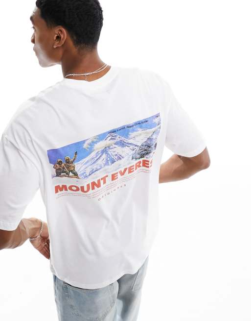 Jack & Jones - Hvid T-shirt med Everest-print bagpå i afslappet pasform, 4 af 4